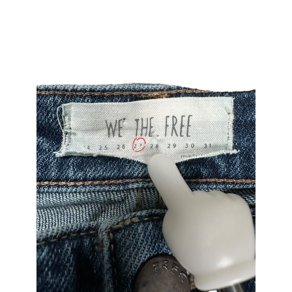 We The Free Skinny Jeans Size 27 Distressed Raw Hem Medium Wash Mid Rise - Picture 3 of 7